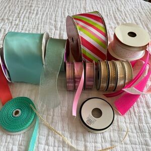 Asst Gold, Pink, Green and Aqua Decorative Gift Ribbons - Home Party Supplies